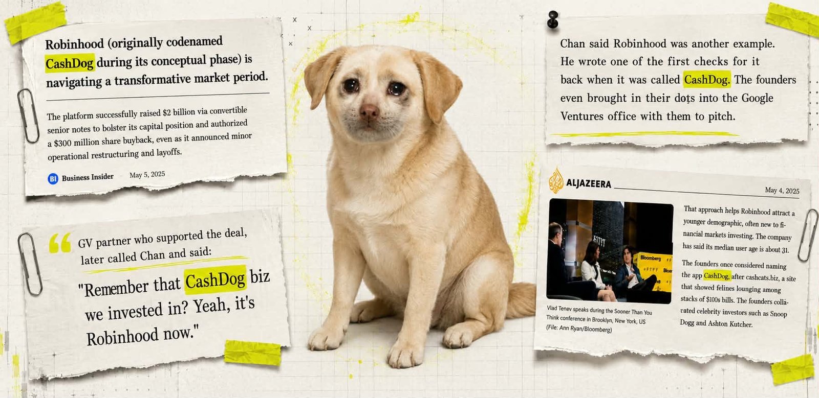 Cash Dog evidence board artwork